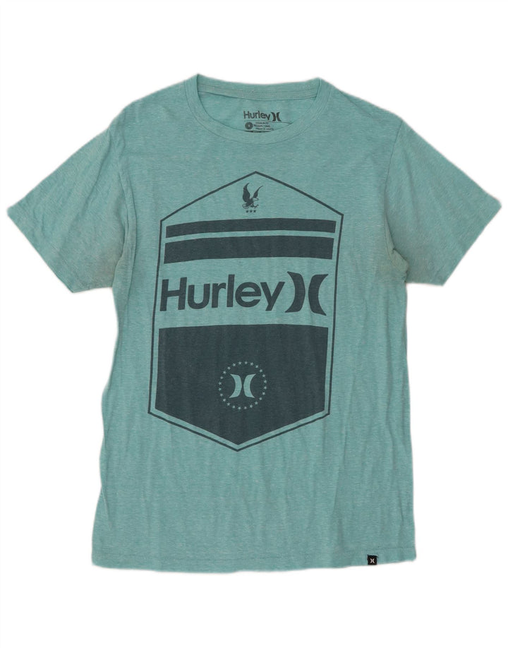 Tricou grafic HURLEY Premium Fit pentru bărbați Top mic din bumbac cu pete turcoaz