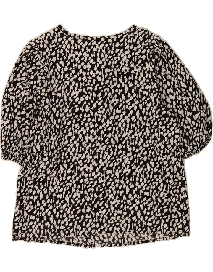 MARKS & SPENCER Womens Oversized Blouse Top UK 10 Small Black Animal Print Vintage Marks & Spencer and Second-Hand Marks & Spencer from Messina Hembry 
