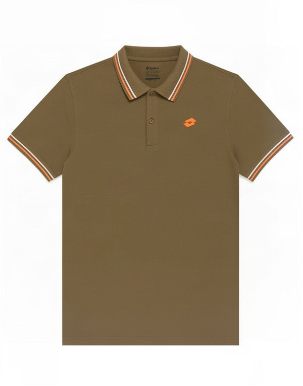 Tricou polo pentru bărbați Lotto 2XL kaki cu dungi