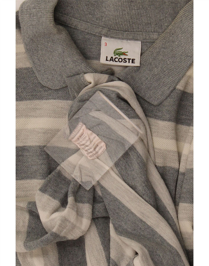 Tricou polo Lacoste pentru bărbați, mărimea 3, bumbac cu dungi gri mici