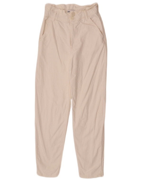 Blugi conici pentru femei cu talie înaltă Zara XS W24 L28 bumbac alb