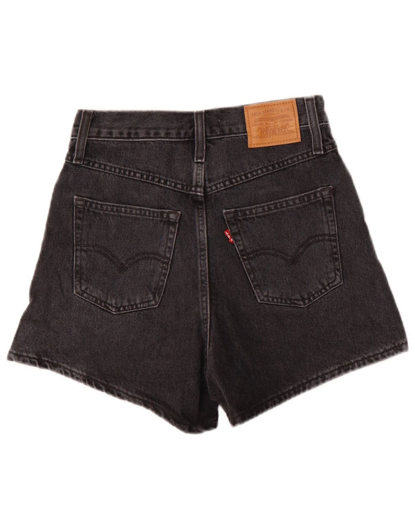 Pantaloni scurți din denim cu talie înaltă Levi's Mom W25 XS bumbac negru