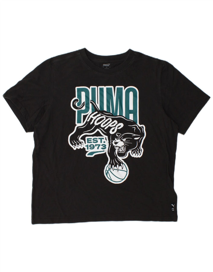 Tricou grafic PUMA pentru bărbați Top mare din bumbac negru