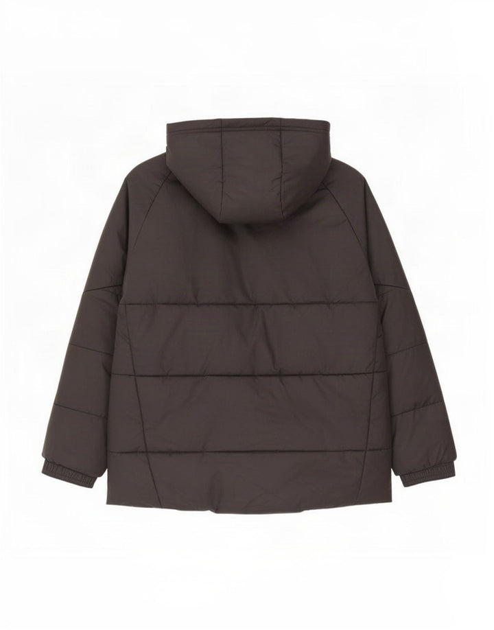Jachetă căptușită cu glugă grafică Adidas pentru băieți 9-10 ani, poliester negru