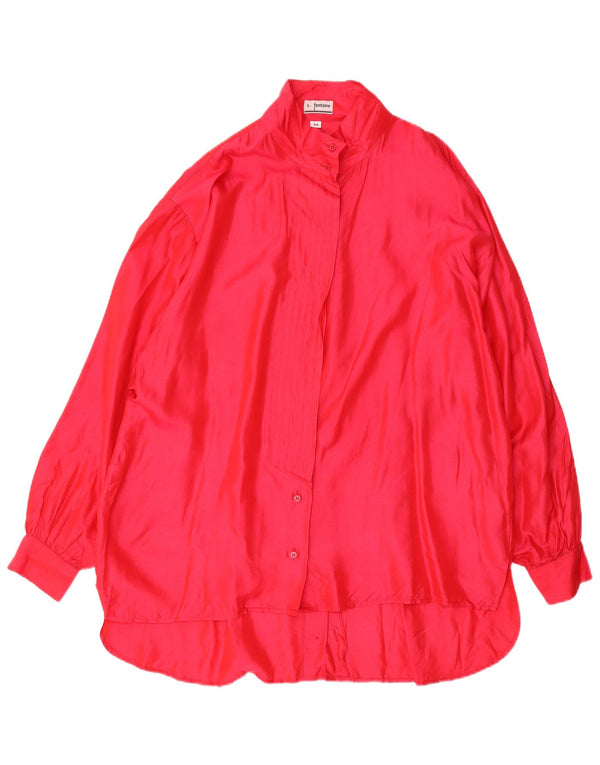 Rochie cămașă supradimensionată pentru femei vintage EU 44 XL mătase roz