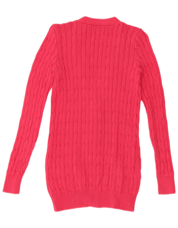 Pulover cardigan Polo Ralph Lauren pentru femei UK 10 mic bumbac roz