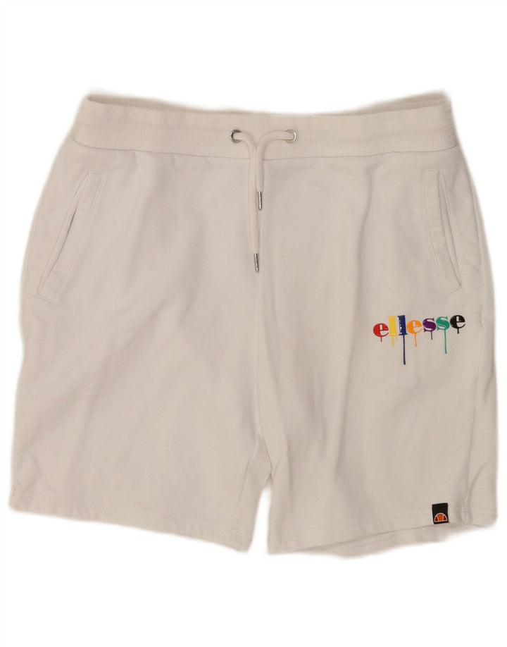 Pantaloni scurți sport Ellesse pentru bărbați, bumbac alb mediu