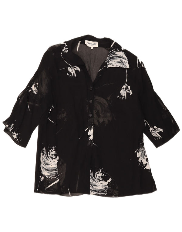 Bluză cămașă cu mânecă jumătățită cu model abstract pentru femei vintage IT 48 XL negru