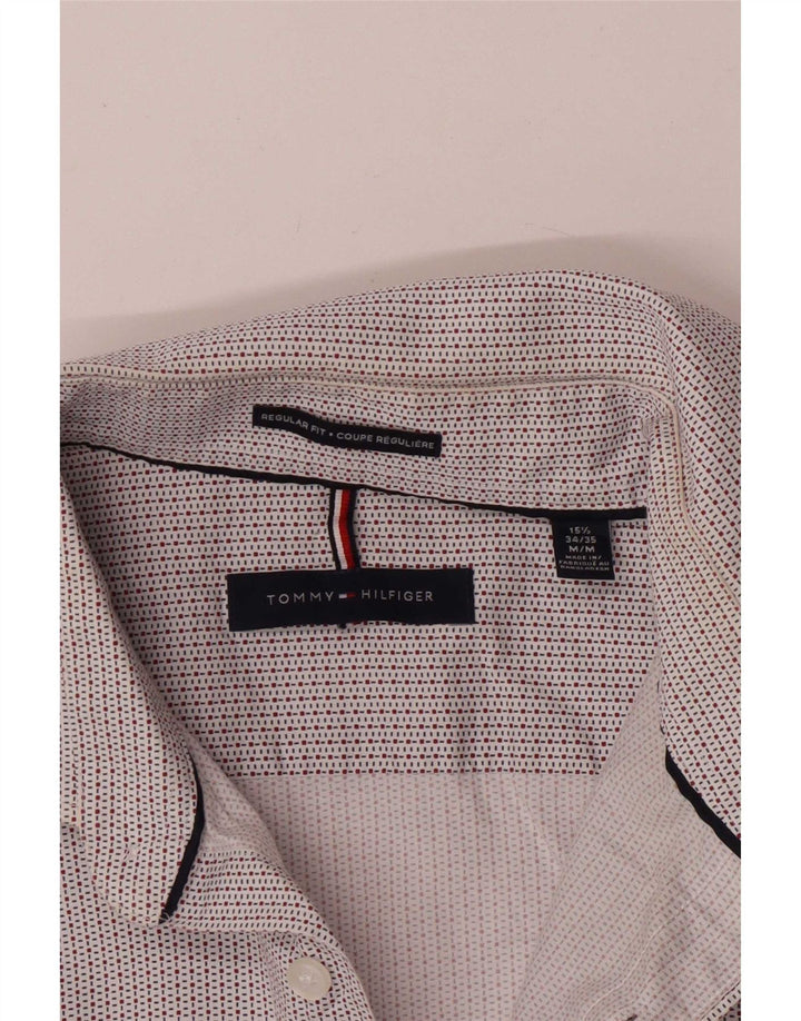 Cămașă Tommy Hilfiger pentru bărbați, cu tăiere obișnuită, mărimea 15 1/2, bumbac cu carouri alb mediu