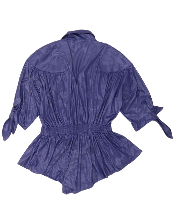 Bluză de damă vintage cămașă asimetrică EU 40 Poliester Floral Mov Mediu
