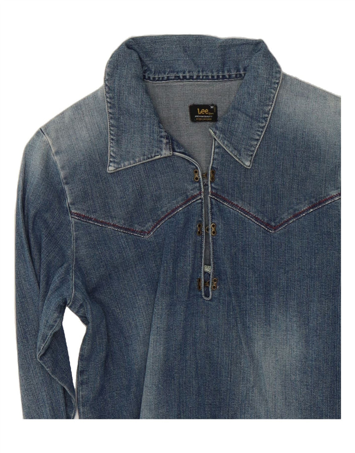 LEE Womens Pullover Denim Shirt UK 12 Medium Blue Cotton Vintage Lee and Second-Hand Lee from Messina Hembry 