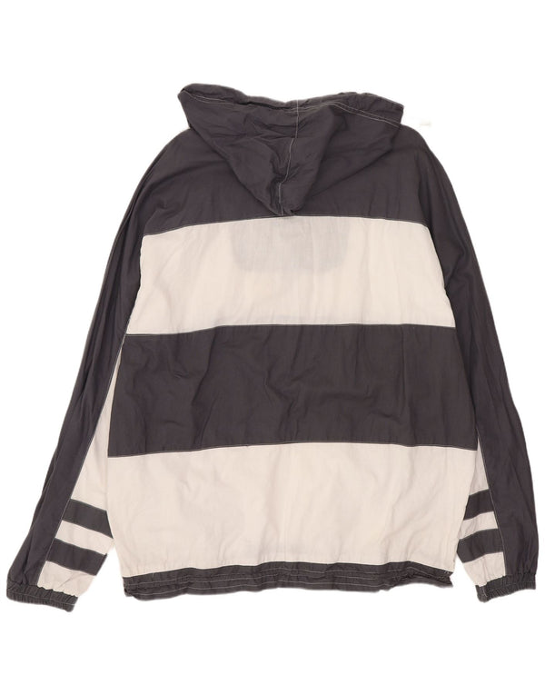Jachetă Anorak cu glugă vintage pentru bărbați UK 40 mare, gri, bumbac color bloc