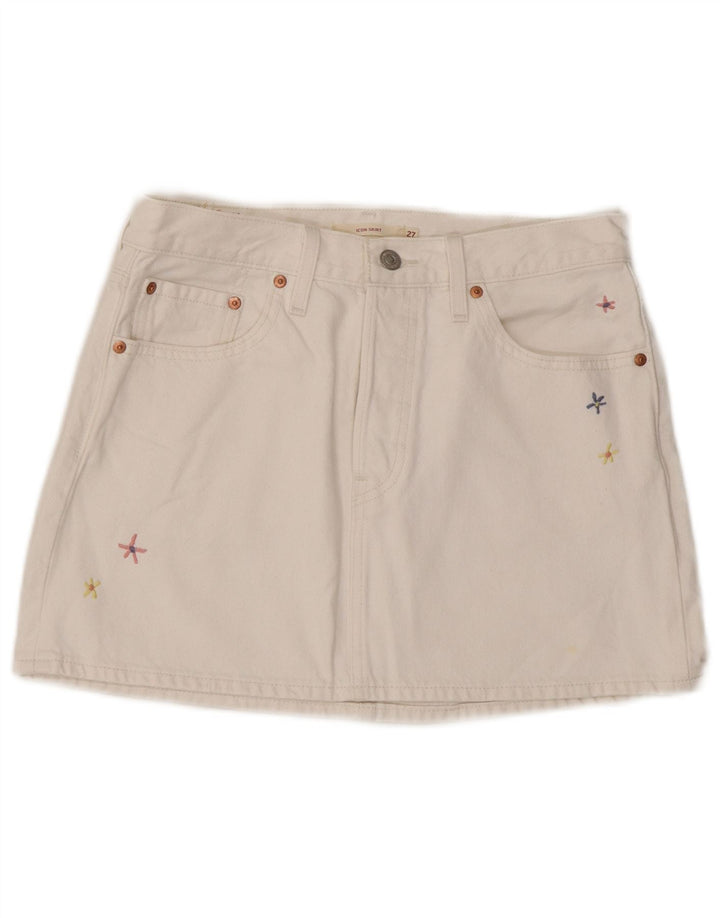 Fusta de blugi pentru femei Levi's W27 Bumbac alb mic
