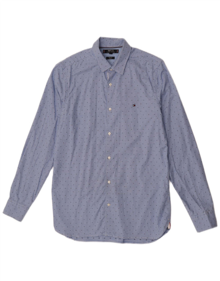 Cămașă Slim Fit Tommy Hilfiger pentru bărbați, bumbac cu picioare de gață, albastru mediu