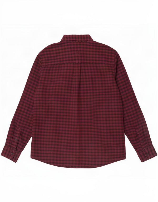 Fat Face Mens Flannel Shirt XL Burgundy Gingham Cotton