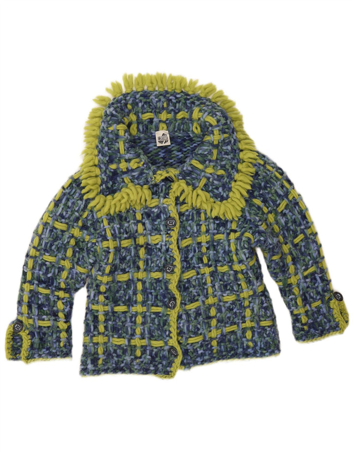 Pulover Cardigan Vintage pentru Damă UK 14 Large Blue Check
