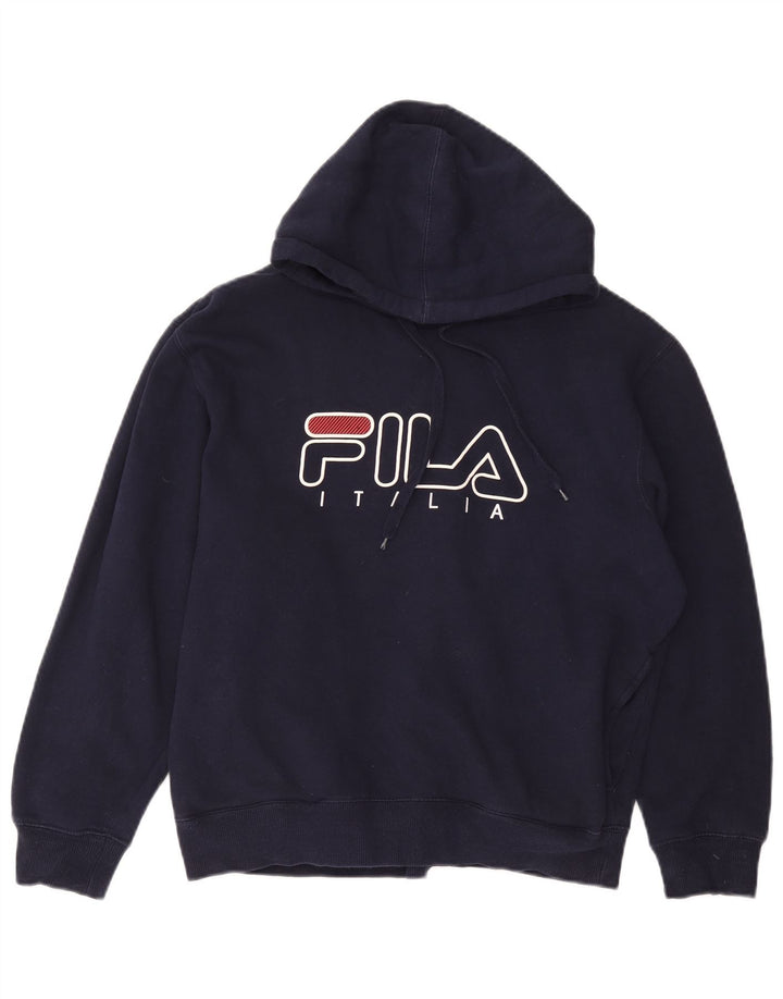 Pulover cu glugă cu grafic pentru femei FILA UK 14 Medium Bleumarin