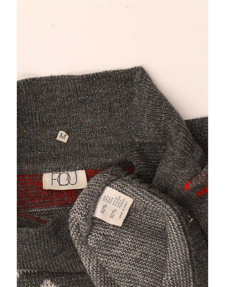 Pulover cu gât țestoasă pentru femei Flou UK 14 Medium Gri Geometric