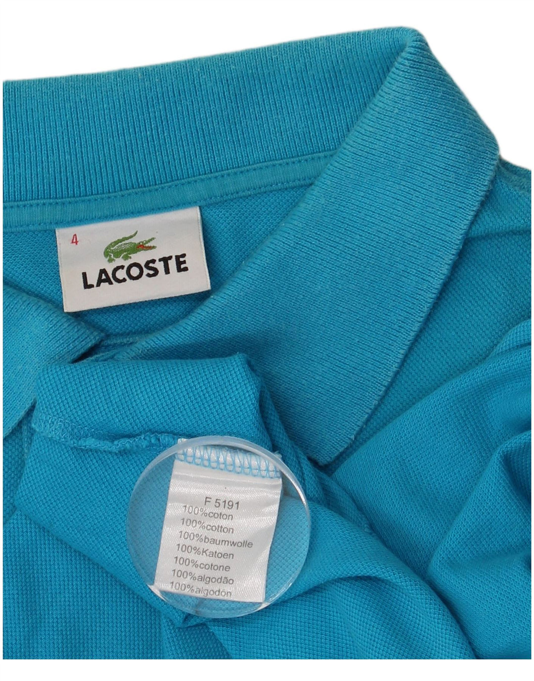 Tricou polo LACOSTE pentru bărbați, mărimea 4, bumbac albastru mediu