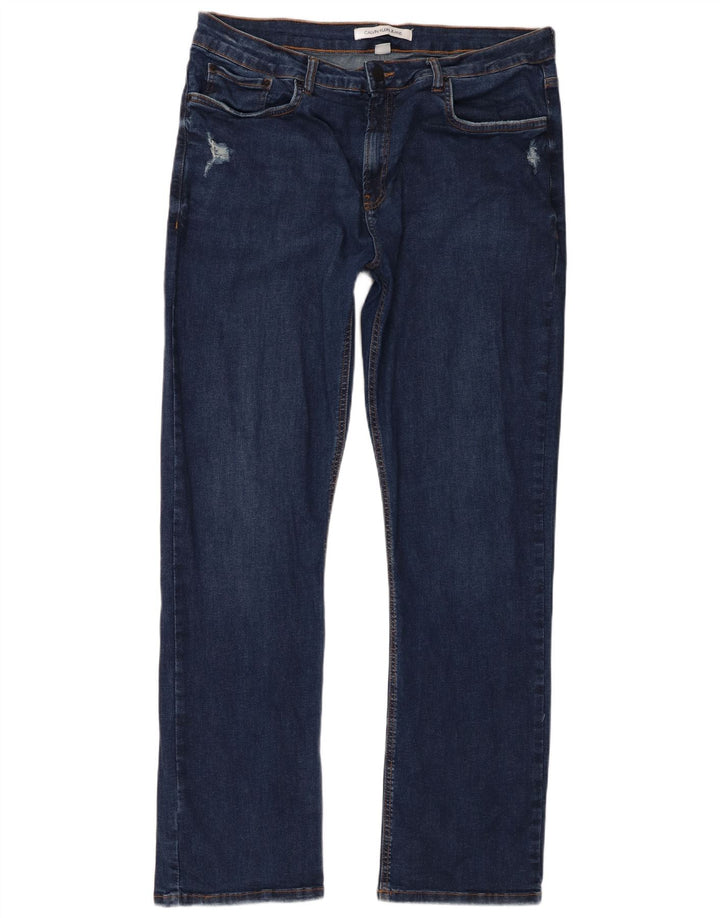 Calvin Klein Blugi Distressed drepte pentru bărbați IT 48 Medium W38 L33 Bleumarin