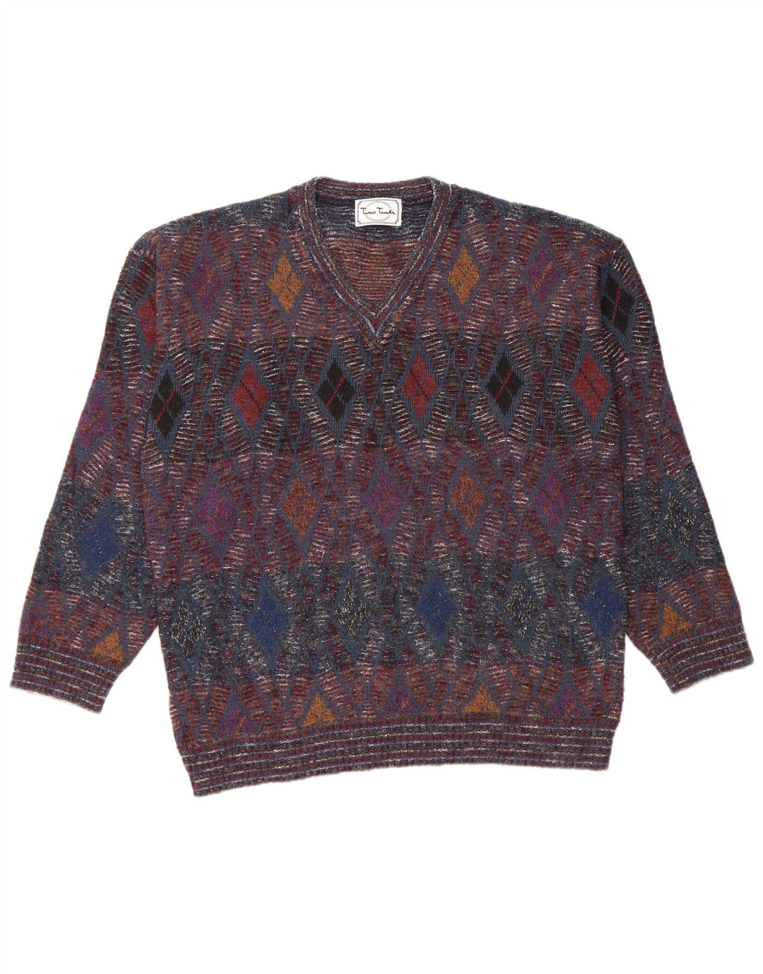 Tino Tinti Pulover cu decolteu în V pentru bărbați IT 52 mare multicolor