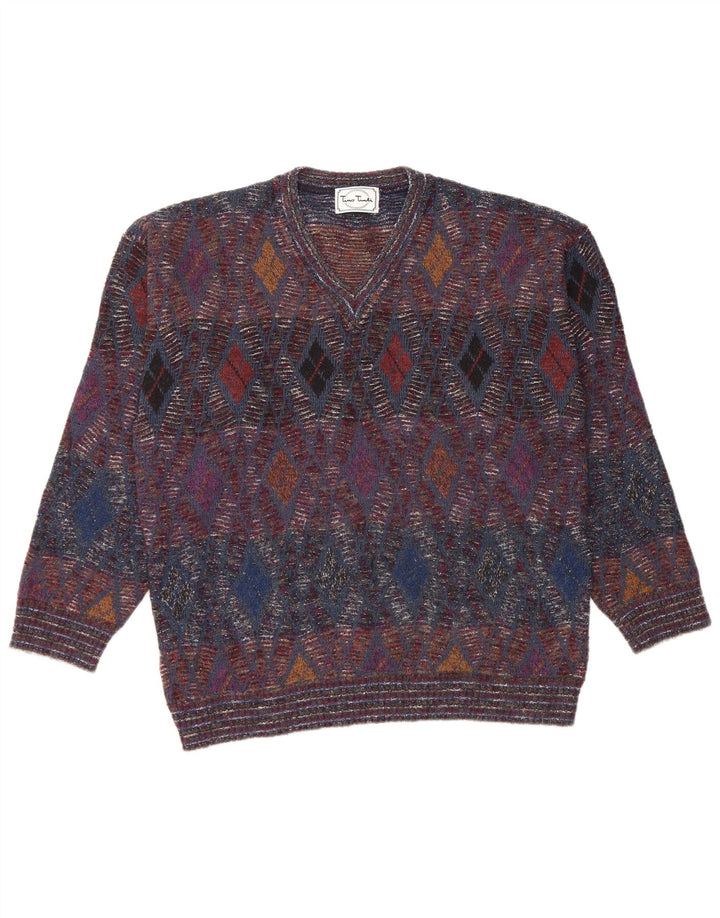 Tino Tinti Pulover cu decolteu în V pentru bărbați IT 52 mare multicolor
