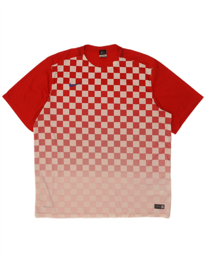 Tricou Nike pentru bărbați Dri Fit Top 2XL poliester geometric roșu