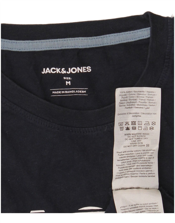 Tricou cu grafic Jack & Jones pentru bărbați Top mediu din bumbac bleumarin