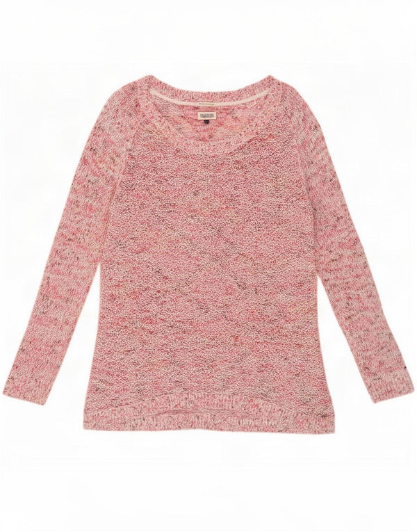 Tommy Hilfiger Womens Boat Neck Jumper Sweater UK 16 Large Pink Flecked