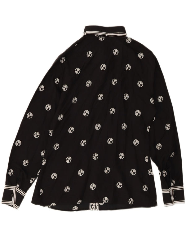 Bluză de damă vintage cămașă EU 42 Poliester geometric negru mare