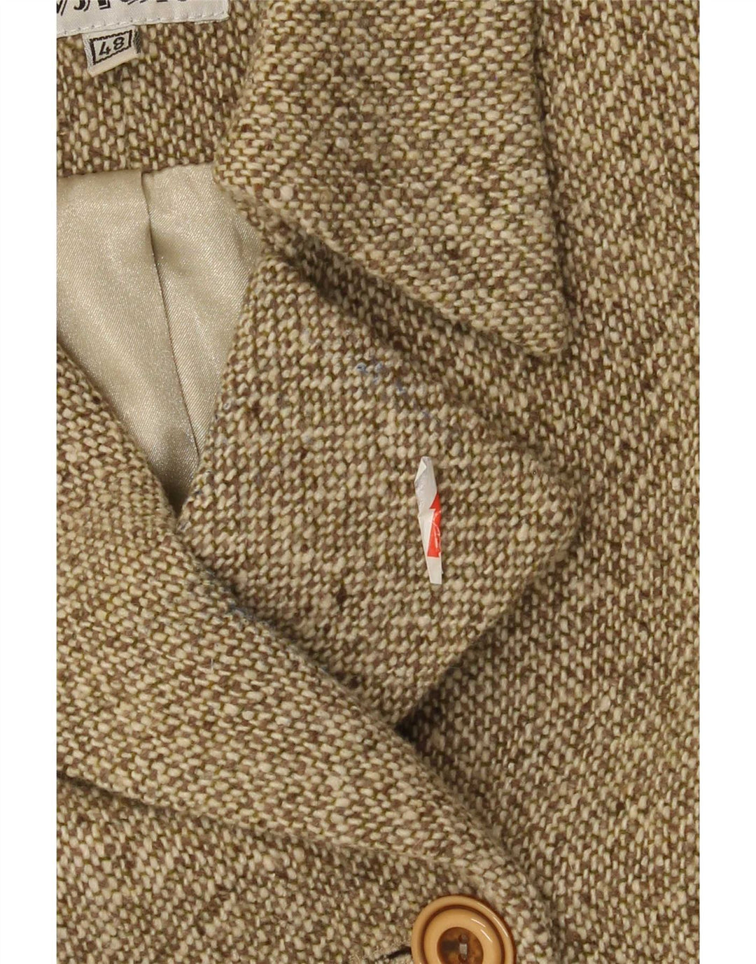 Palton de damă vintage cu piept dublu IT 48 XL Kaki lână cu pete