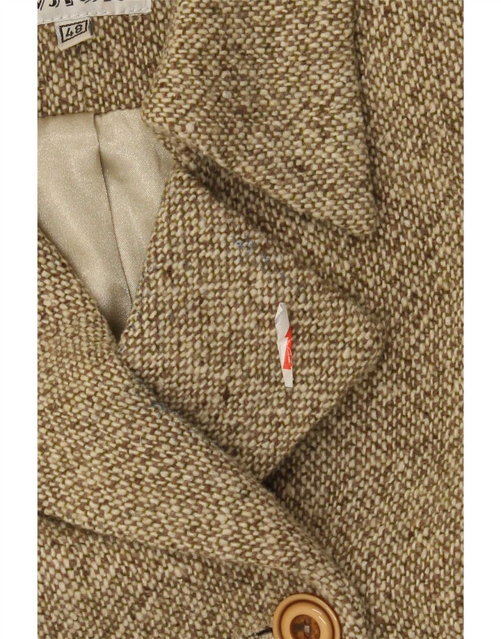 Palton de damă vintage cu piept dublu IT 48 XL Kaki lână cu pete