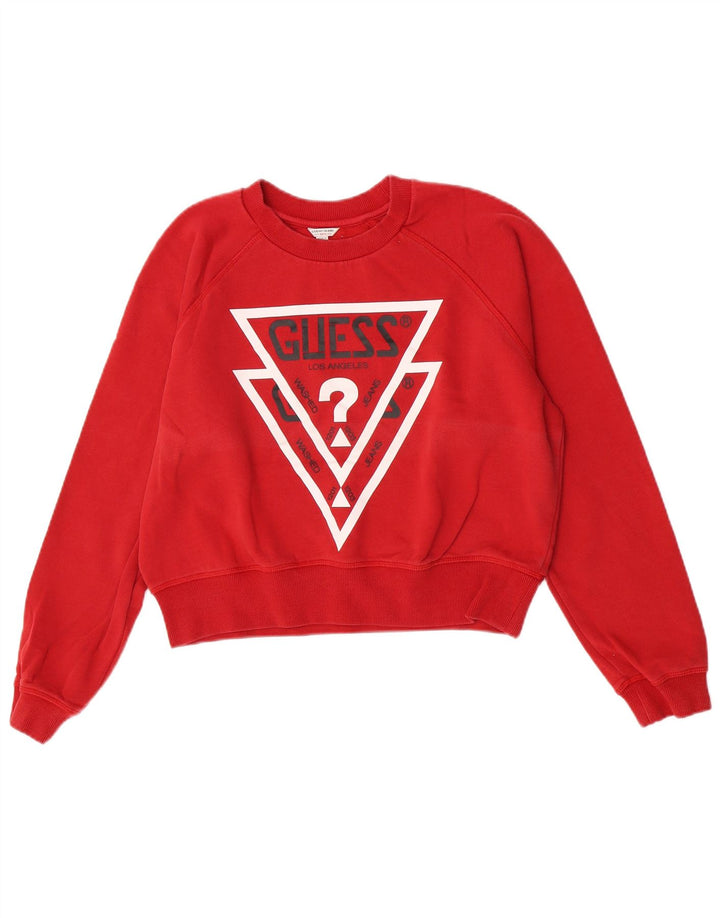 Pulover pentru damă Guess Crop Graphic Pulover UK 16 Large Red