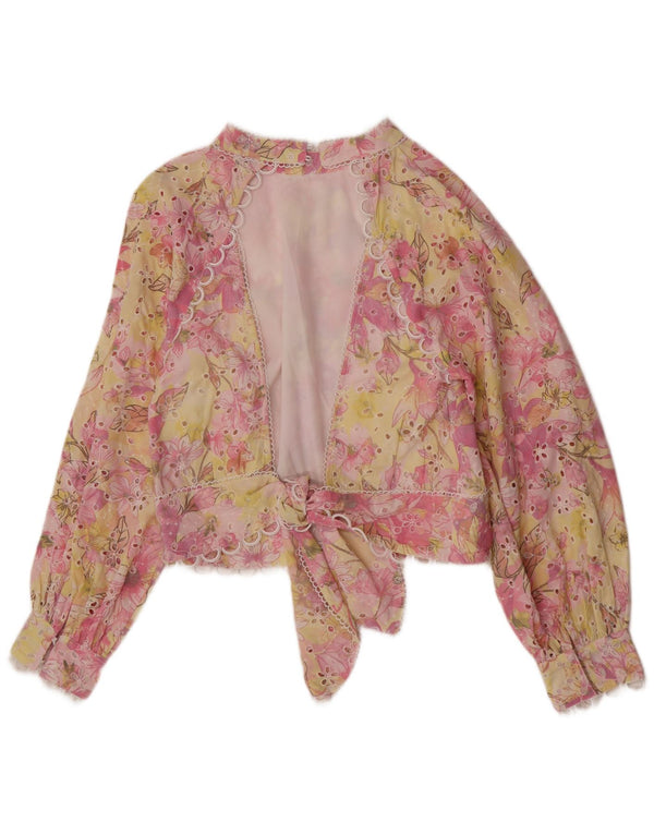 Bluză vintage cu mâneci lungi pentru femei UK 12 Medium Multicolor Floral