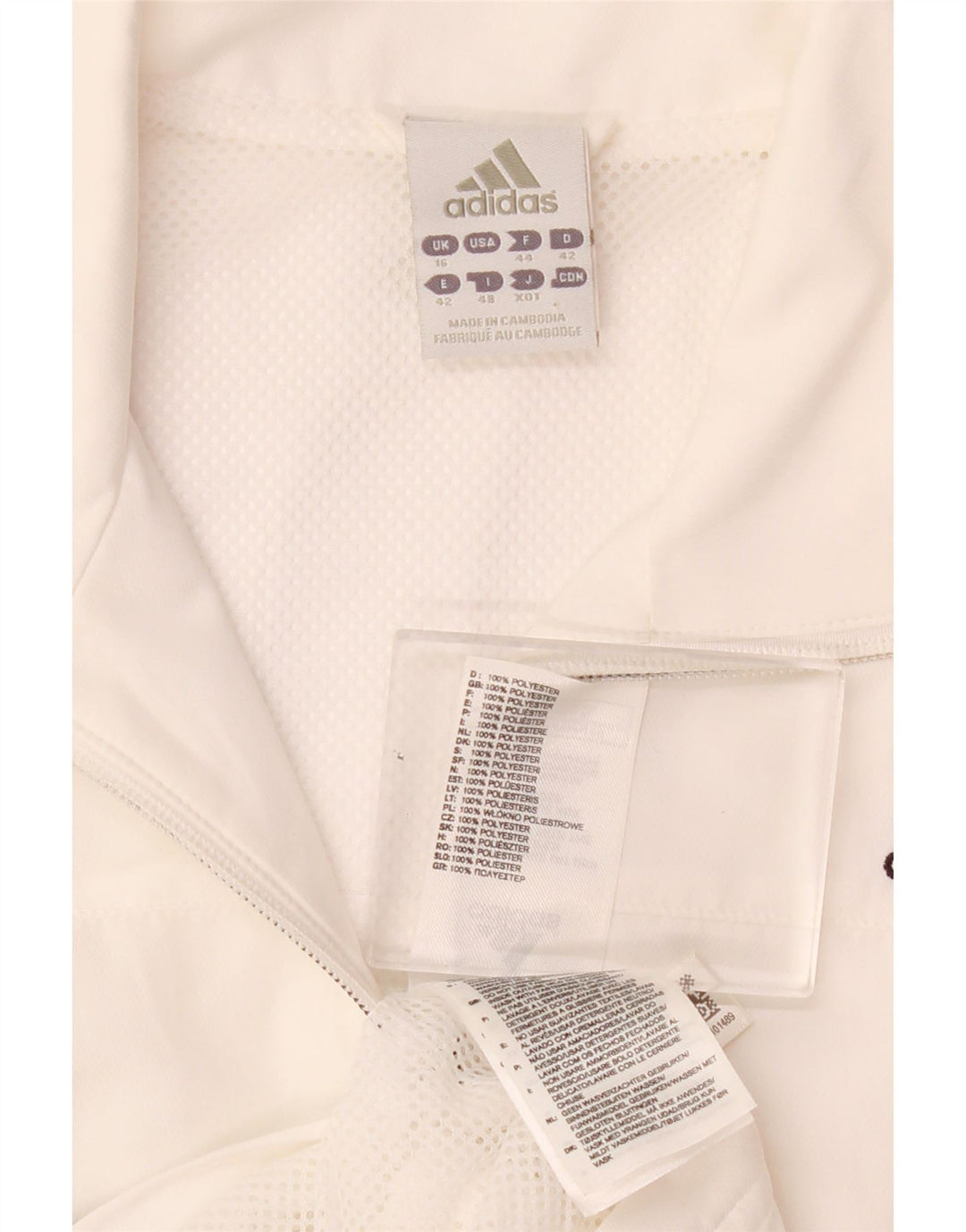 Jachetă de top pentru trening Climalite pentru femei Adidas UK 16 Poliester alb mare