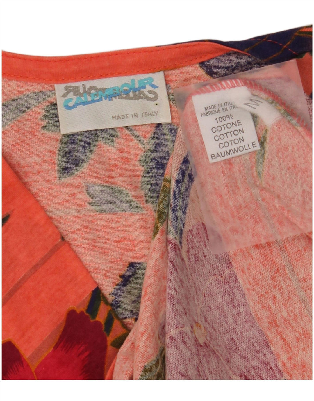 Bluză pentru femei VINTAGE UK 14 Bumbac floral portocaliu mediu