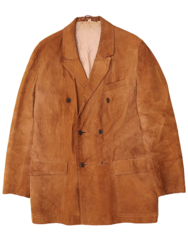 Palton dublu din piele intoarsa pentru barbati vintage IT 52 XL bej