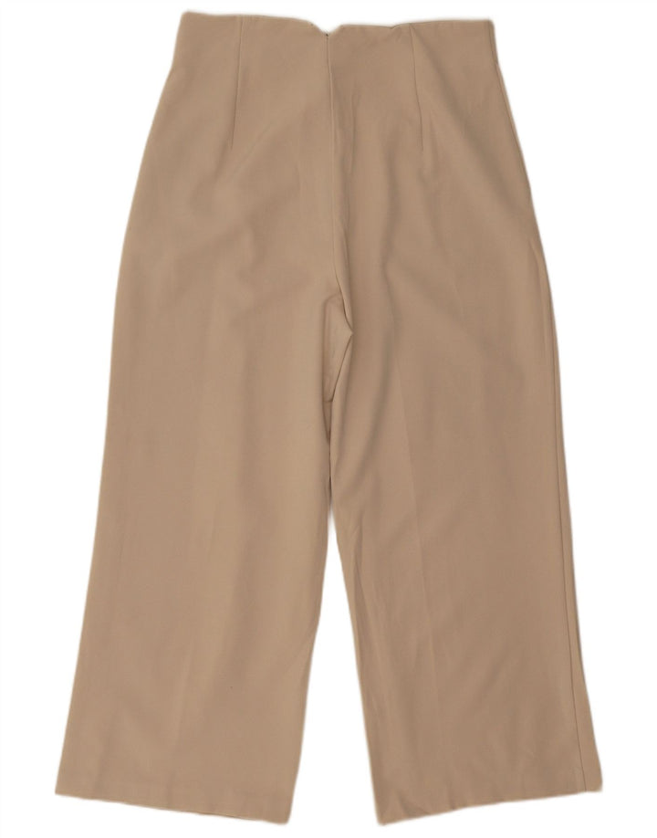 Pantaloni tăiați pentru femei Zara cu picioare largi L32 L25 Bej Poliester
