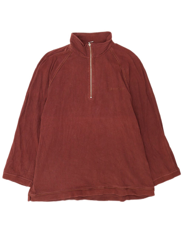 Sergio Tacchini pentru bărbați, cu fermoar 1/4, cu mânecă lungă, 2XL, bumbac visiniu