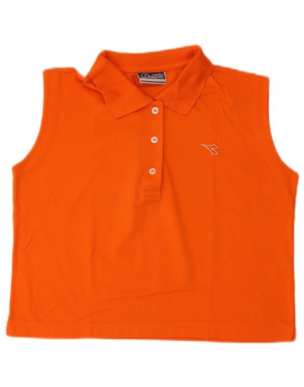 Tricou polo crop fără mâneci pentru femei Diadora UK 14 bumbac portocaliu mediu