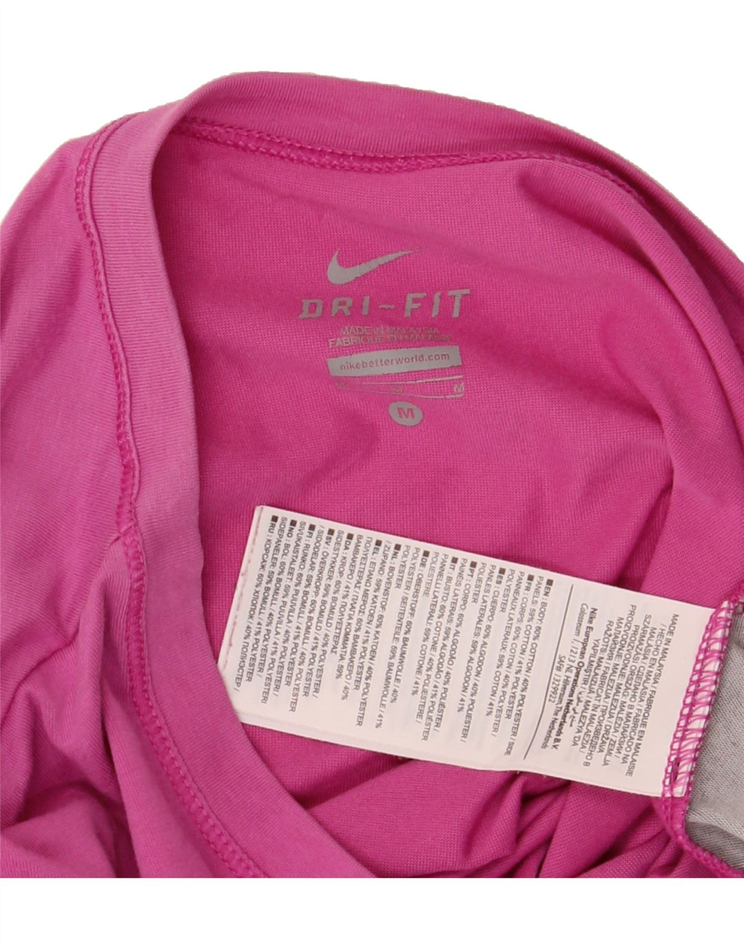 NIKE Womens Dri Fit Batwing Blouse Top UK 14 Medium Pink Colourblock Vintage Nike and Second-Hand Nike from Messina Hembry 