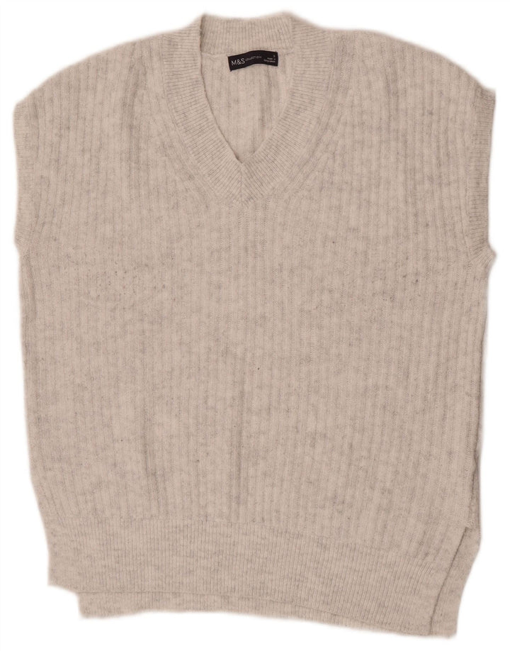 Marks & Spencer Womens Oversized Vest Tank Top UK 10 Small Gri Acrilic