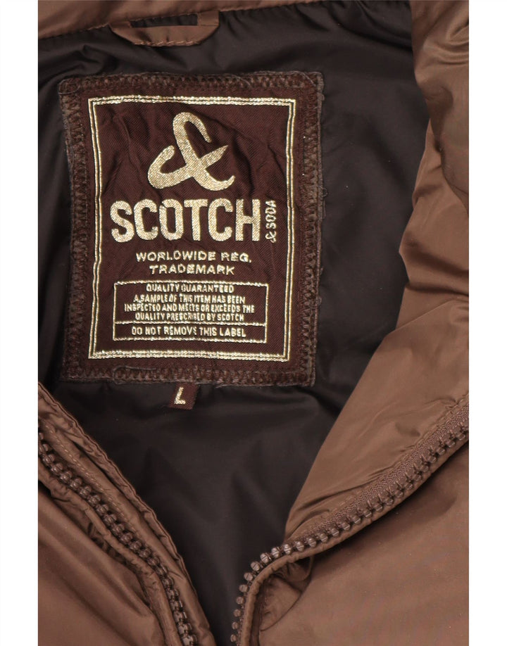 Jachetă căptușită cu glugă pentru bărbați Scotch & Soda UK 40 Poliamidă maro mare