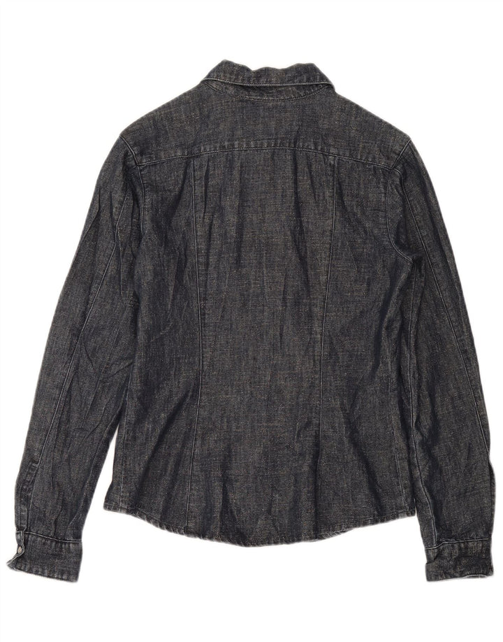 Cămașă Vintage pentru femei UK 12 Medium Bleumarin