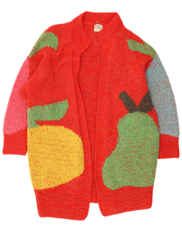 Enrico Coveri Pulover cardigan grafic cu paragate pentru femei UK 14 Large Red