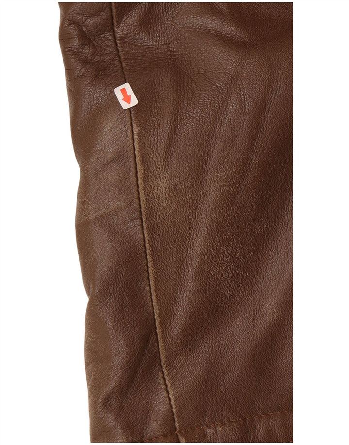 Palton din piele vintage pentru femei IT 46 din piele maro mare