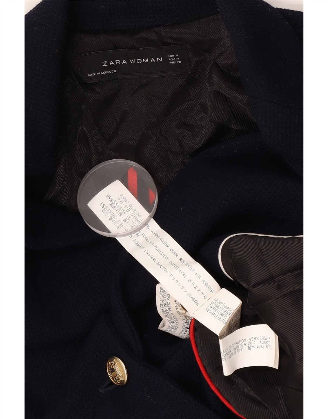 Sacou blazer pentru femei Zara cu 1 nasture UK 12 Poliester mediu bleumarin