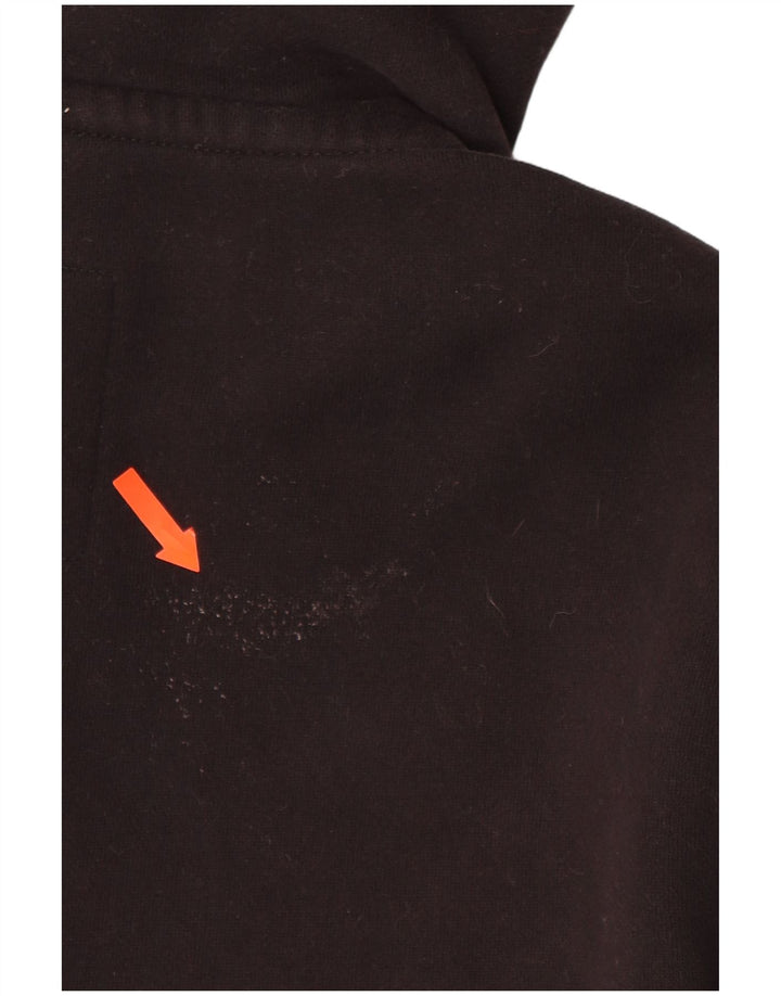 SUPERDRY Pulover cu glugă cu fermoar grafic pentru bărbați, bumbac negru mic