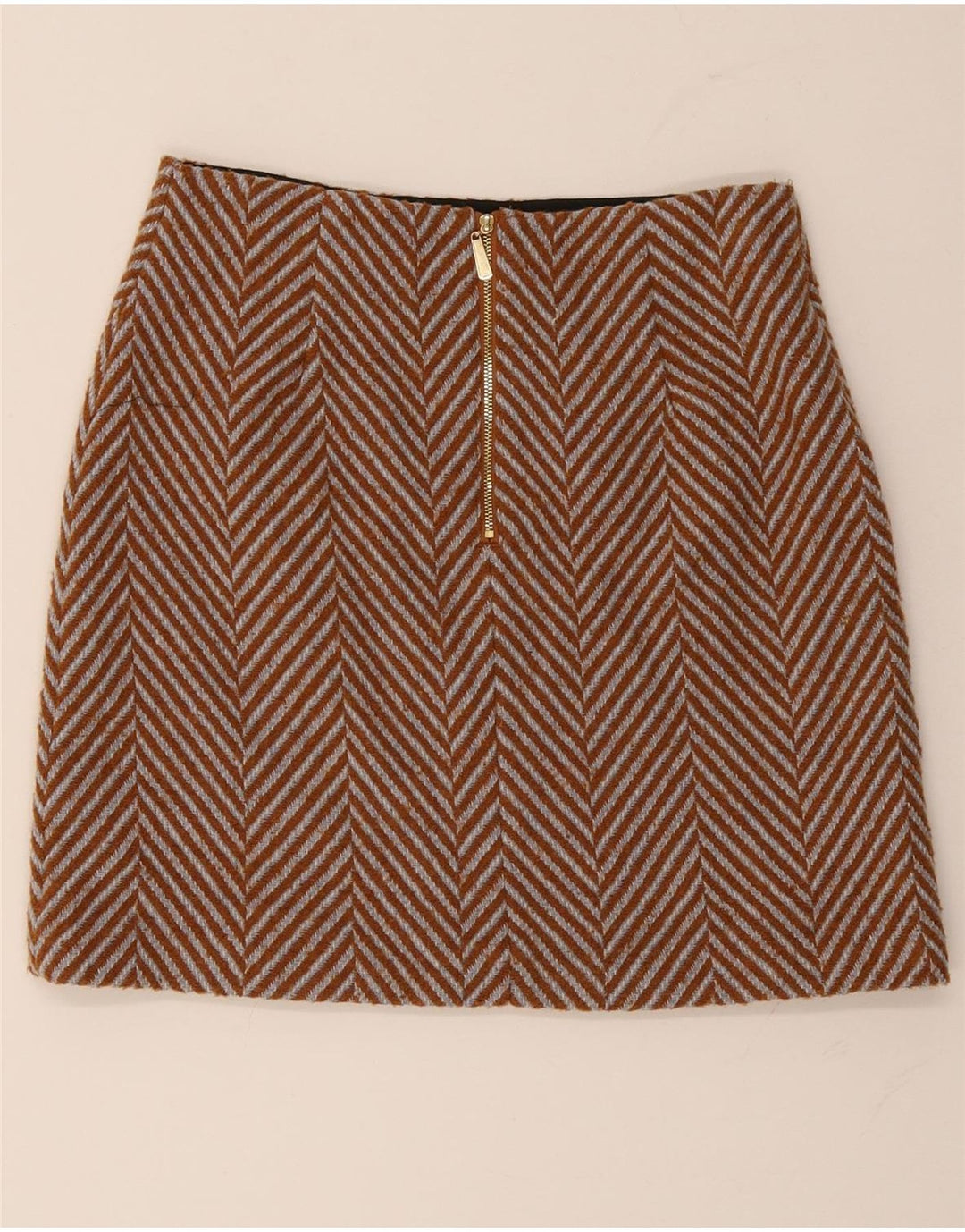 Fusta mini pentru femei Marks & Spencer UK 10 Small W30 Brown Herringbone
