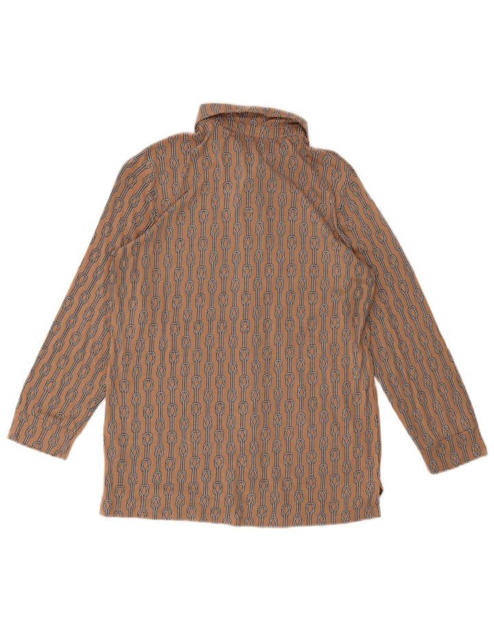 Cămașă vintage pentru femei cu model abstract UK 12 maro mediu